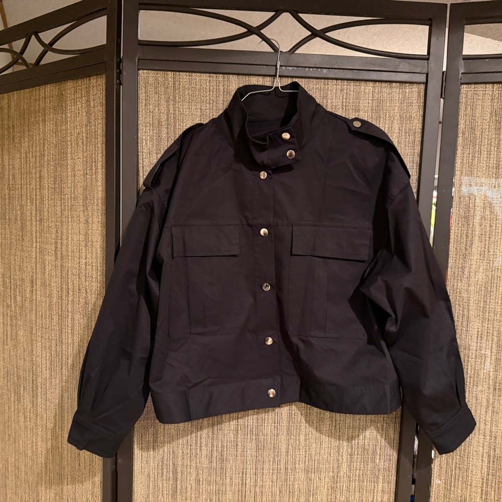 Ladies Black Military style Black Button-Up Jacket NEW